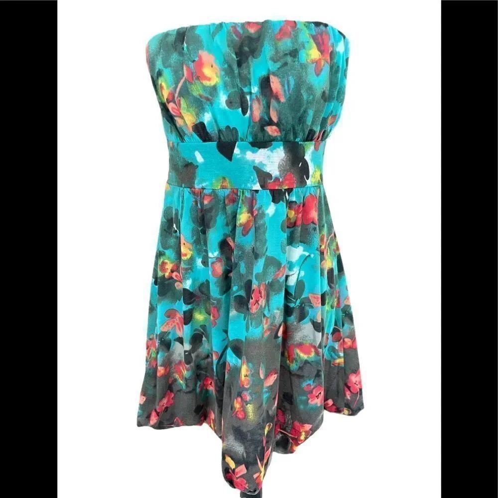 American Rag Cie 1984 strapless floral lined dress with back tie, size L